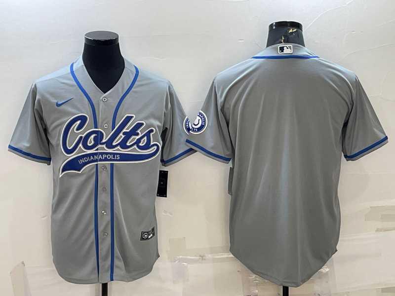 Men%27s Indianapolis Colts Blank Grey Cool Base Stitched Baseball Jersey